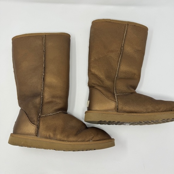 UGG Classic Tall Metallic Copped Brown Sherpa Lined Boots - Picture 2 of 10